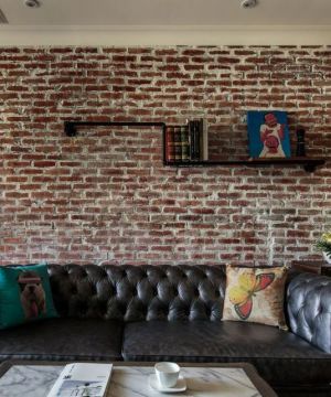 80平米小户型两室一厅客厅墙砖背景墙装修效果图