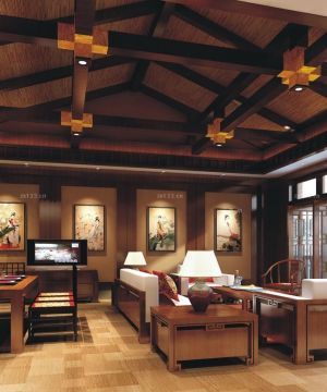 中式房子实木家具装修设计图片大全110平
