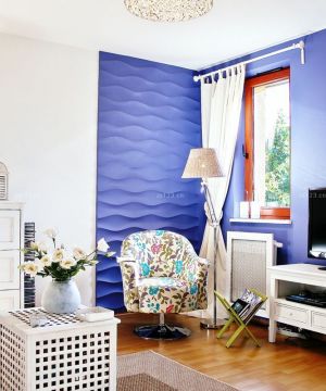 时尚80平米小户型欧式蓝色墙面装修效果图片