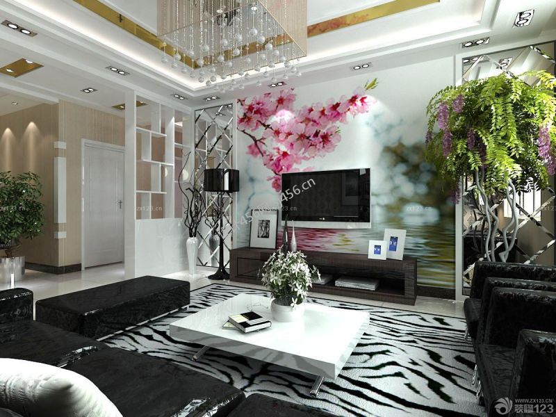 现代家装客厅电视背景墙设计图片