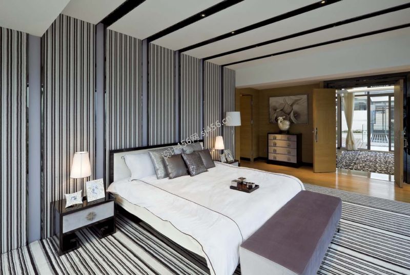 卧室双人床背景装修效果图片