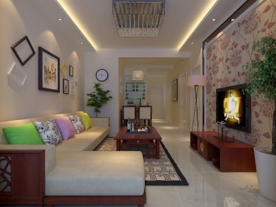 现代简约风格90平米房屋装修效果图实景