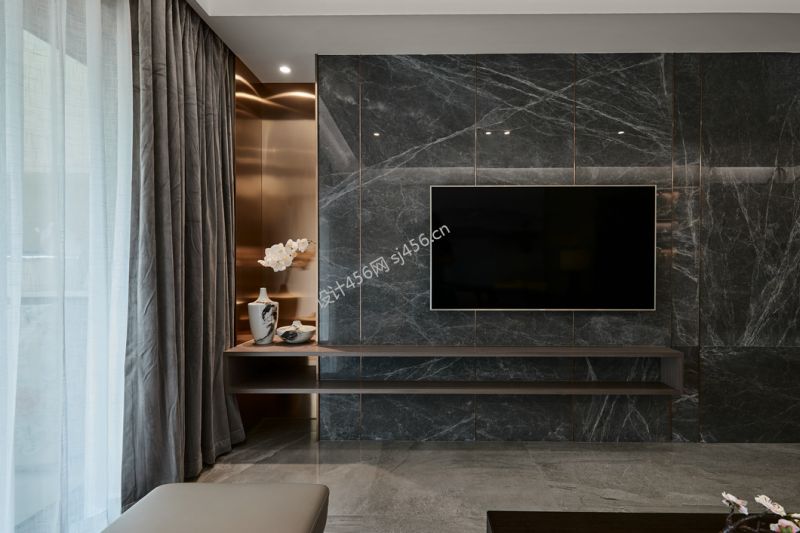 2020大气新中式客厅家居装修效果图 板式电视柜图片