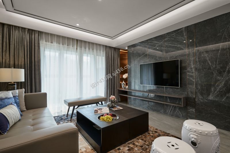 2020新中式客厅装饰图片 2020客厅大理石电视背景墙效果图
