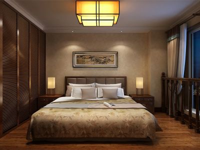 滨江花园新中式三居装修效果图