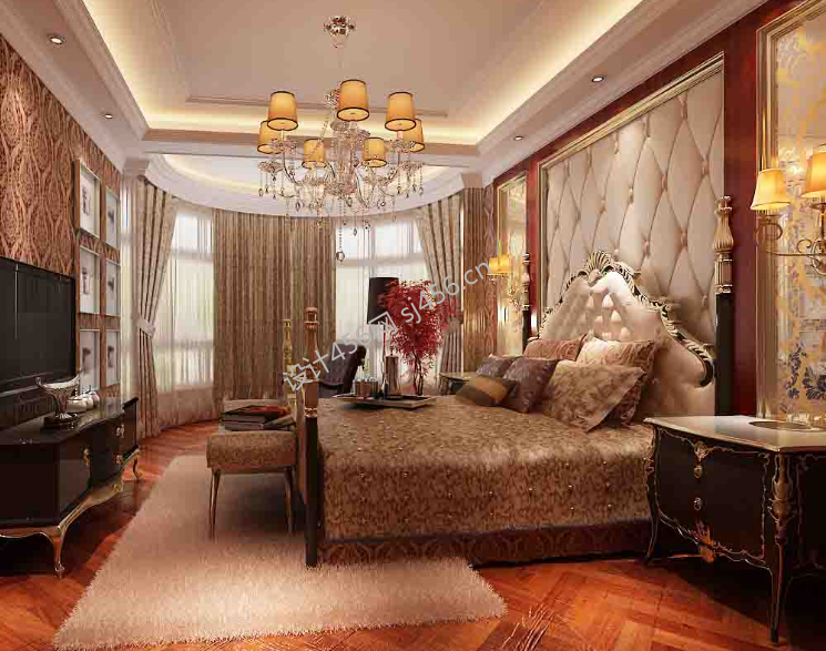 现代主卧室床头软包装修图效果图片