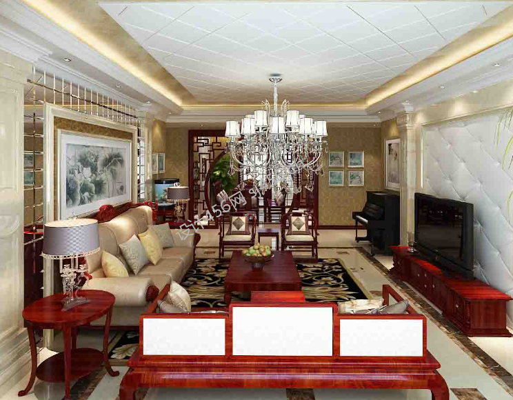 现代风格客厅软包电视墙效果图