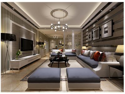 紫郡长安240平米现代简约风格装修案例