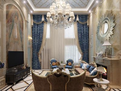 蔚蓝新苑法式风别墅装修案例