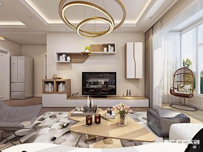 鑫汇水都90平米现代简约风格装修案例