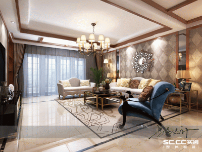 鲁商·蓝岸丽舍168平米简欧风格装修案例