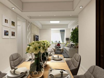 现代简约风二居室装修效果--玖御半岛