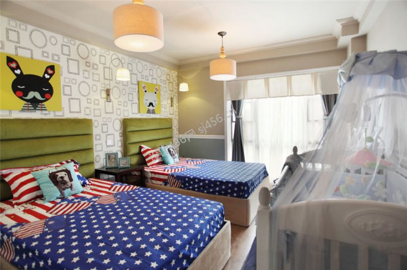 美式简约双人卧室装修效果图