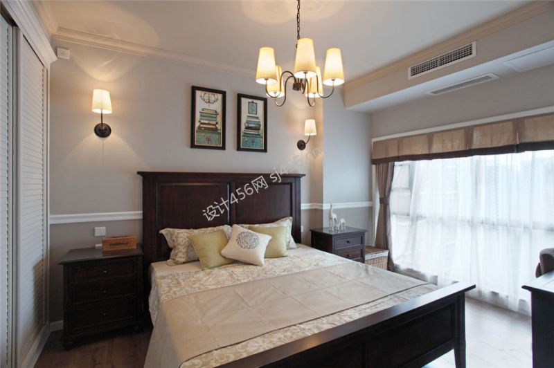 简约美式卧室效果图 2020卧室窗帘搭配效果图