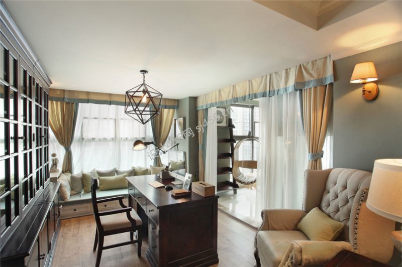 2020美式书房装修设计图 2020美式书房家具效果图