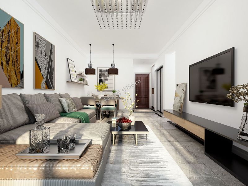 简单现代风格装修 2020小房型客餐厅装修图