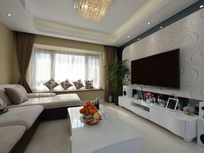 御景湾现代112平三居室装修设计案例