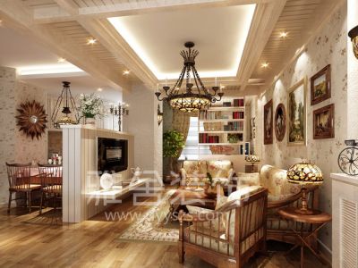 世纪美郡田园112平三居室装修案例