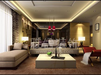 外滩地一号现代简约93平三居室装修案例