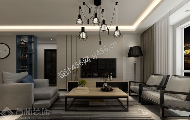 大气时尚简约客厅茶几椅凳装修效果图