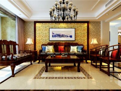 华晨御园新中式160平四居室装修案例