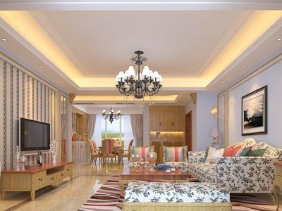 彰泰春天162平米四居室田园风格装修效果图