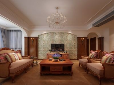 冠泰城国145平米三居室美式风格装修效果图