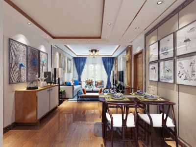 天天公园里106平两居混搭风格设计案例赏析