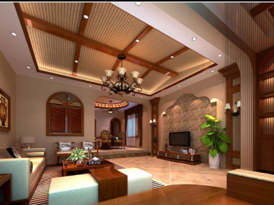 鹿城苑180平米四居室新中式风格装修效果图