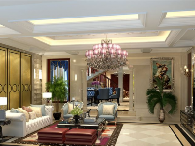 金沙公馆280平米别墅现代美式风格装修效果图