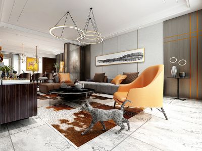 龙湖唐宁one156平现代轻奢装修风格效果图