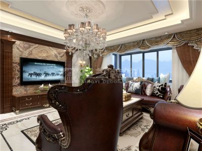 阳光东尚103㎡美式三居室装修案例