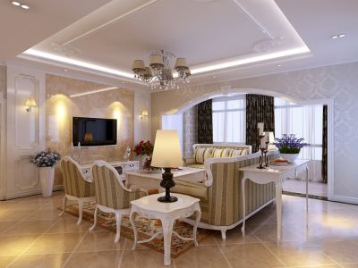 中海熙岸欧式120平三居室装修案例