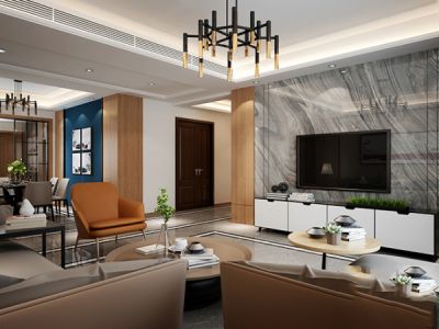 湖城大境北欧190平四居室装修案例