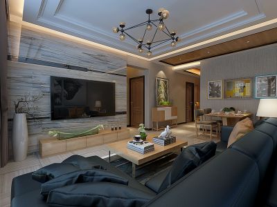 哈尔滨华润装饰 富力城57㎡两室一厅简约现代效果图