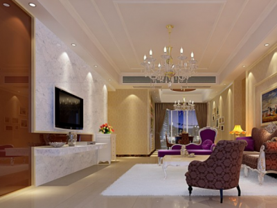 嘉盛华庭108平米简欧风格装修效果图