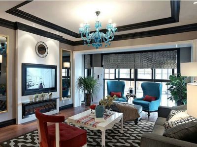 富乐领江100㎡现代风格三居室装修案例