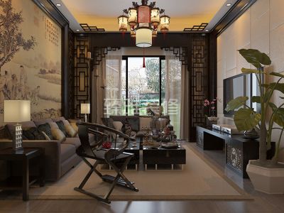 华茵桂语110平米现代中式装修效果图