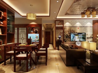 东湖花园130平米中式风格装修案例