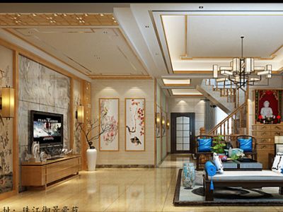 珠江御景豪苑260平米现代中式装修案例