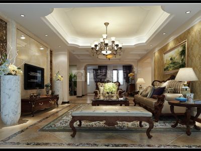 上海豪都国际350平别墅美式风格装修案例