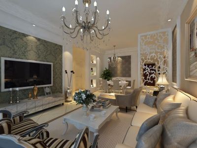 山水黔城121㎡欧式风格装修效果图