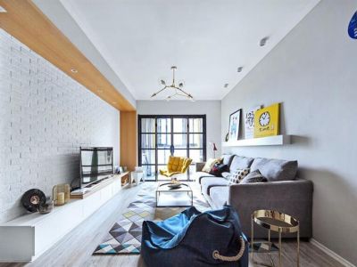 荣泰河庭92平米两居室北欧风格装修效果图