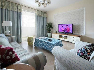 八方小区126平米三居室美式风格装修效果图