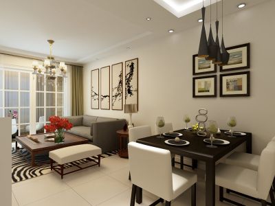 银盛泰浪琴海85平简中式风格装修案例