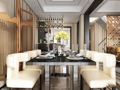 龙城一号新中式110平三居室装修案例