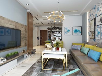 华都金色兰庭现代简约98平三居室装修案例