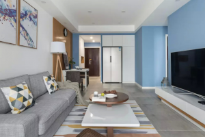 75㎡简约北欧风，白色与蓝色搭配的理性之美