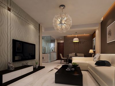 中央美域现代128平三居室装修案例