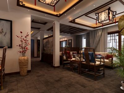 蔡家岗西城花园中式220平别墅装修案例